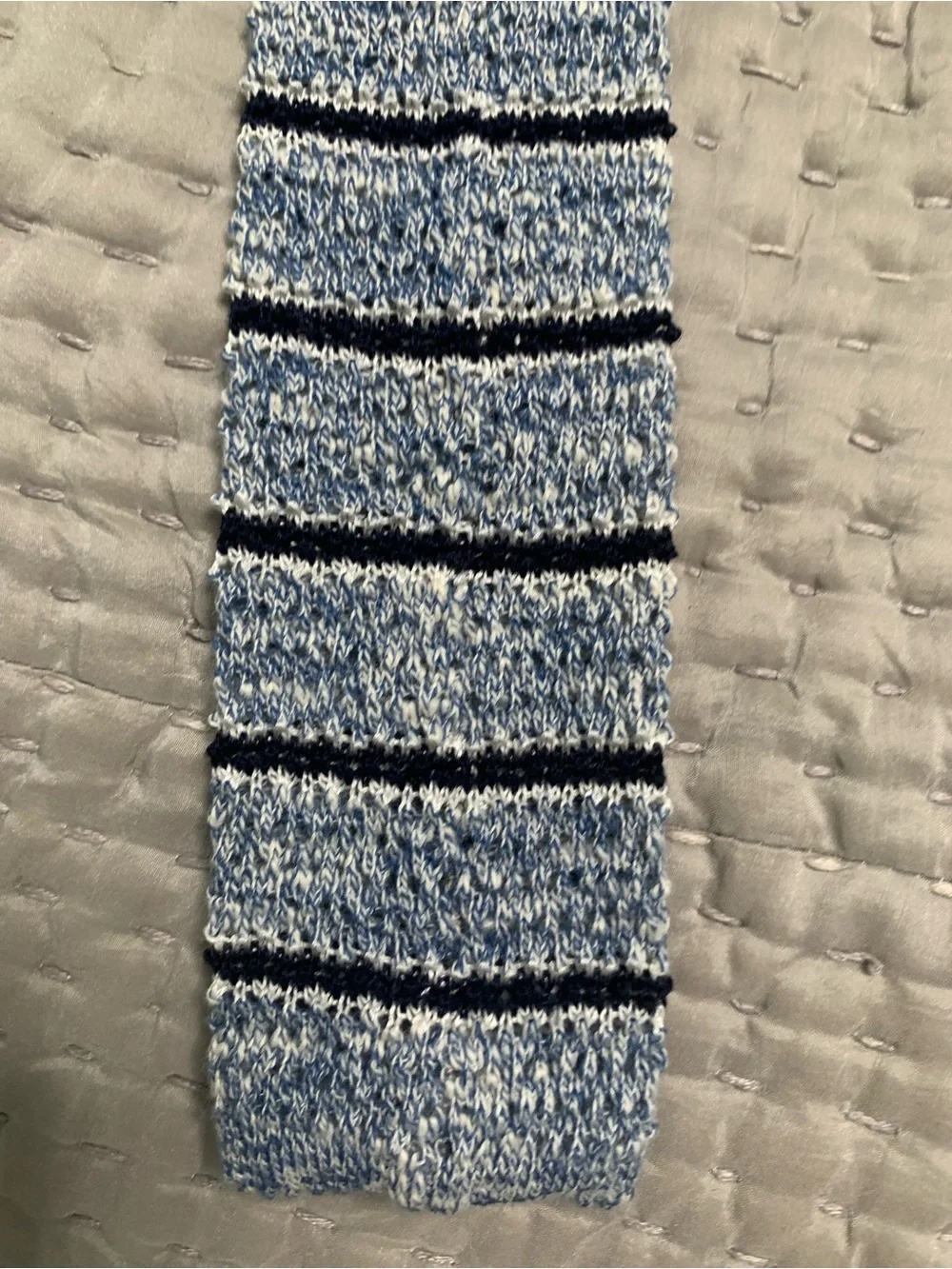J. Crew Blue Striped Knit Tie with Aqua Backing